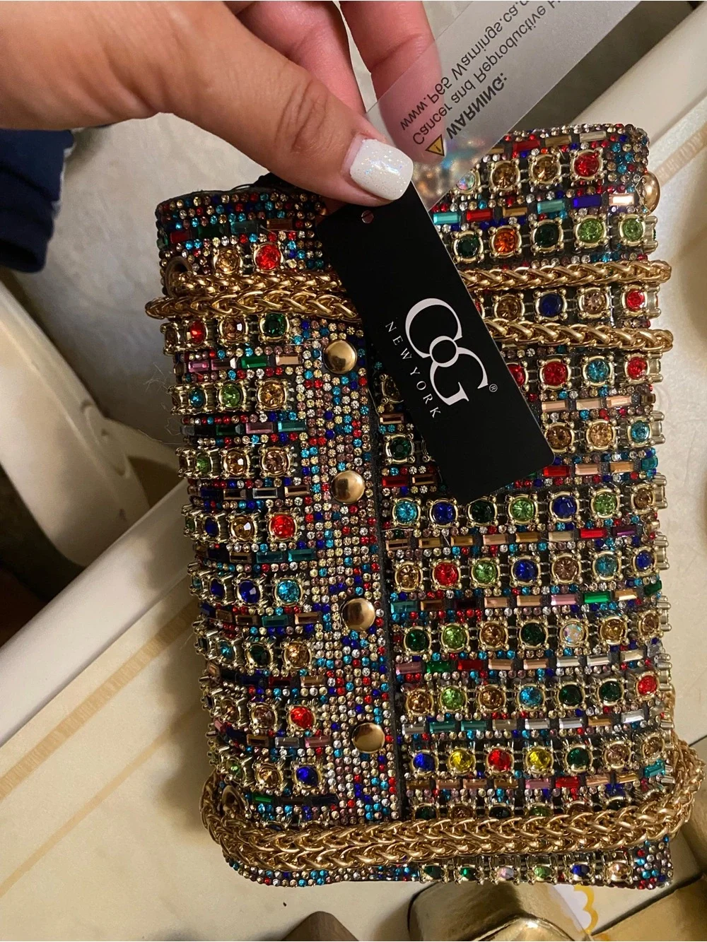 Embellished Multicolor Crystal Evening Bag